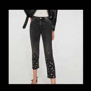 Zara Black Cropped Jeans with Silver Accents